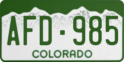 CO license plate AFD985