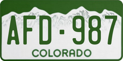 CO license plate AFD987