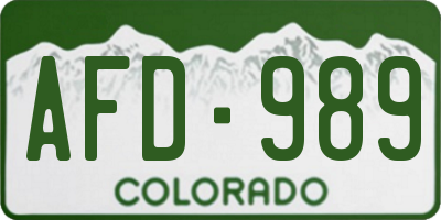 CO license plate AFD989