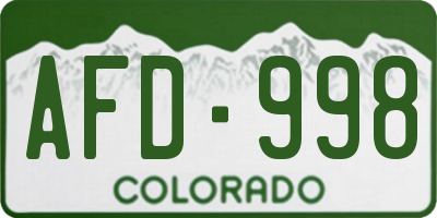 CO license plate AFD998