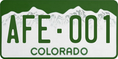 CO license plate AFE001