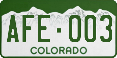 CO license plate AFE003
