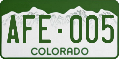 CO license plate AFE005