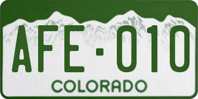 CO license plate AFE010