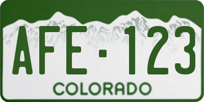 CO license plate AFE123