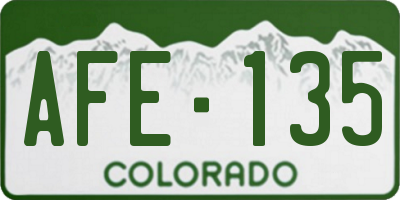 CO license plate AFE135