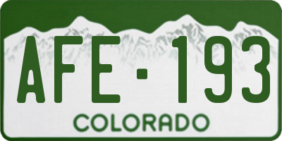 CO license plate AFE193