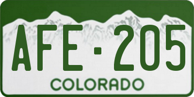 CO license plate AFE205
