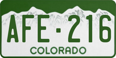 CO license plate AFE216