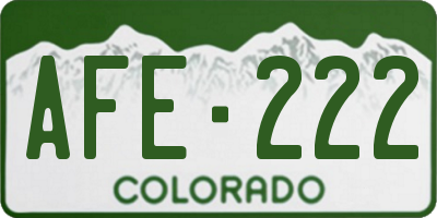 CO license plate AFE222