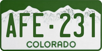 CO license plate AFE231