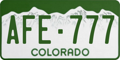 CO license plate AFE777