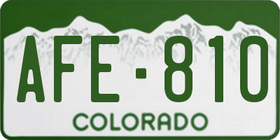 CO license plate AFE810