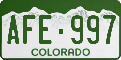 CO license plate AFE997