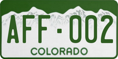 CO license plate AFF002