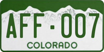 CO license plate AFF007
