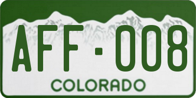 CO license plate AFF008