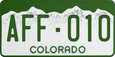 CO license plate AFF010