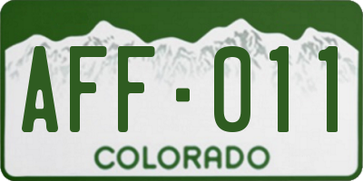 CO license plate AFF011