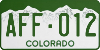 CO license plate AFF012