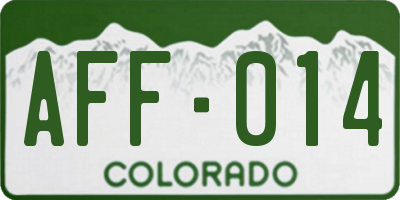 CO license plate AFF014