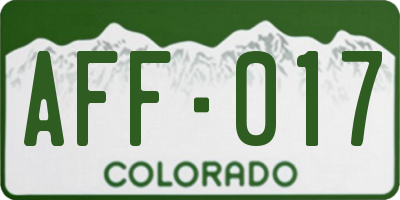 CO license plate AFF017