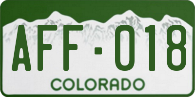 CO license plate AFF018