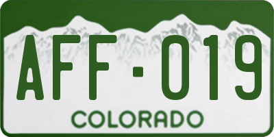 CO license plate AFF019