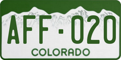 CO license plate AFF020