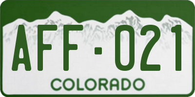 CO license plate AFF021