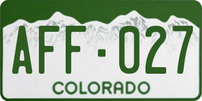 CO license plate AFF027