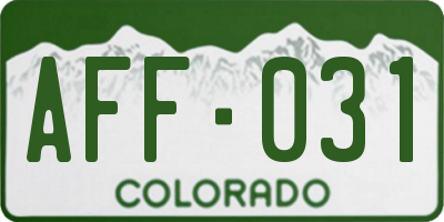 CO license plate AFF031