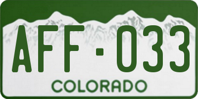 CO license plate AFF033