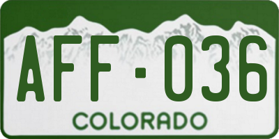 CO license plate AFF036