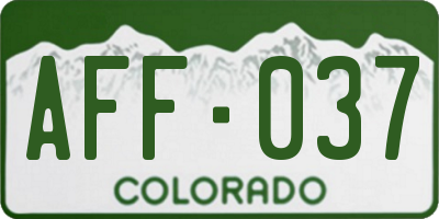 CO license plate AFF037