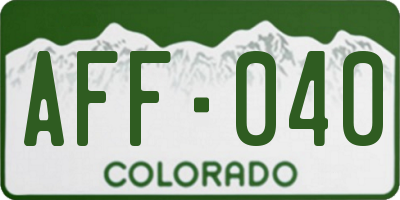 CO license plate AFF040