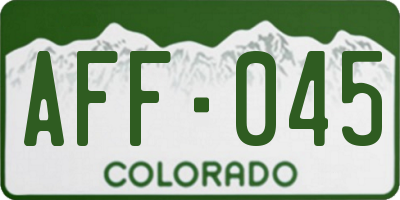 CO license plate AFF045