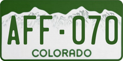 CO license plate AFF070