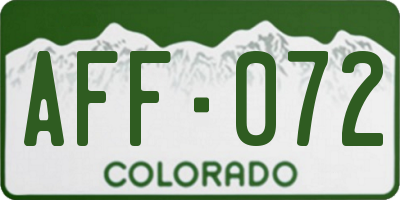 CO license plate AFF072
