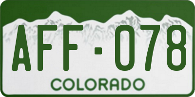 CO license plate AFF078