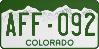 CO license plate AFF092