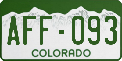 CO license plate AFF093
