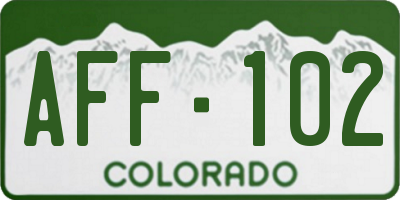 CO license plate AFF102