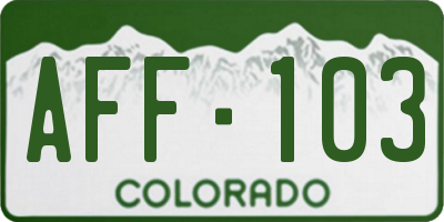 CO license plate AFF103