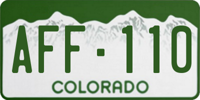 CO license plate AFF110