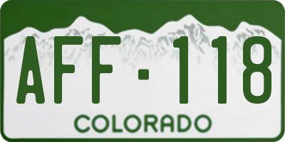CO license plate AFF118
