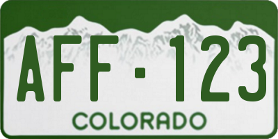 CO license plate AFF123