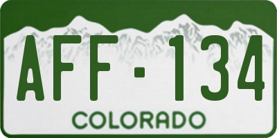 CO license plate AFF134