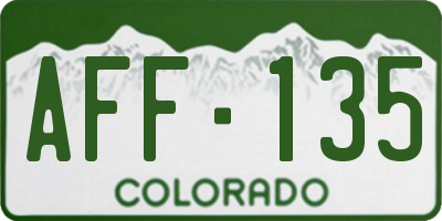 CO license plate AFF135