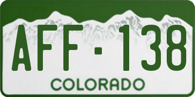 CO license plate AFF138